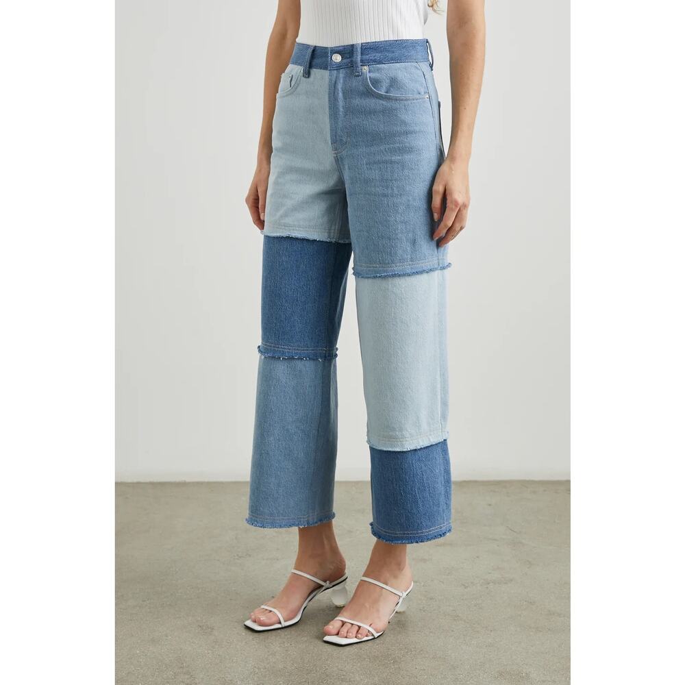 Rails Getty Crop Wide Leg Light Indigo Patchwork 26 NWOT